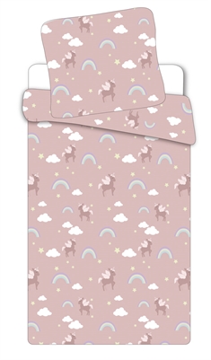 Sengetøy til barn - 100x140 cm - Enhjørninger og regnbuer - 100% bomull - Mykt og fint sengetøy